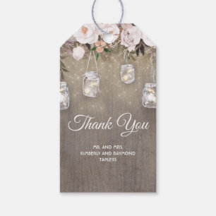 Étiquettes-cadeau Fleurs rustiques et Mariage Mason Jar