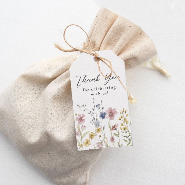 Étiquettes-cadeau Fleurs sauvages aquarelle Boho Remerciements Flora (Créateur téléchargé)