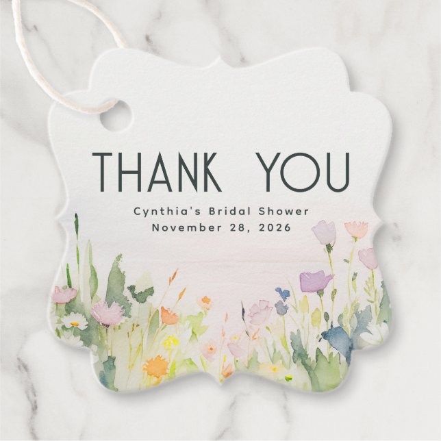 Étiquettes Cadeau Fleurs sauvages aquarelle Merci  (Devant)