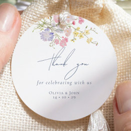 Étiquettes Cadeau Fleurs sauvages boho bleues luxuriantes Mariage él