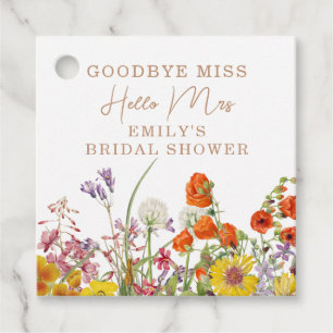 Étiquettes Cadeau Fleurs sauvages colorées Pays Floral Adieu Miss