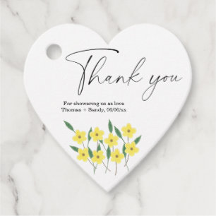 Étiquettes Cadeau Fleurs sauvages jaunes Baby Shower merci pour la f