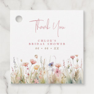 Étiquettes Cadeau Fleurs sauvages roses Merci Baby Shower de mariage