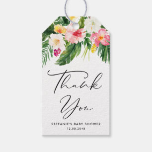 Étiquettes-cadeau Fleurs tropicales Merci de Baby shower vert