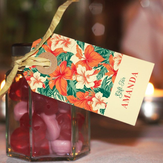 Étiquettes-cadeau Fleurs tropicales motif Hawaiian vibe (Créateur téléchargé)