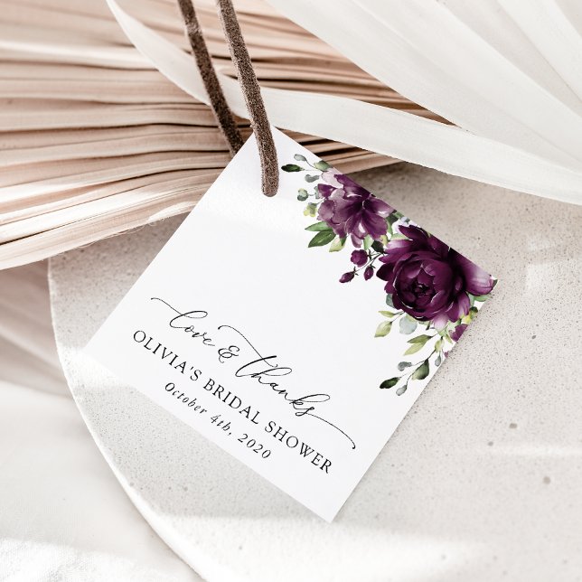 Étiquettes Cadeau Fleurs violettes, Fleurs de prunier, Bohème, Récep (Créateur téléchargé)