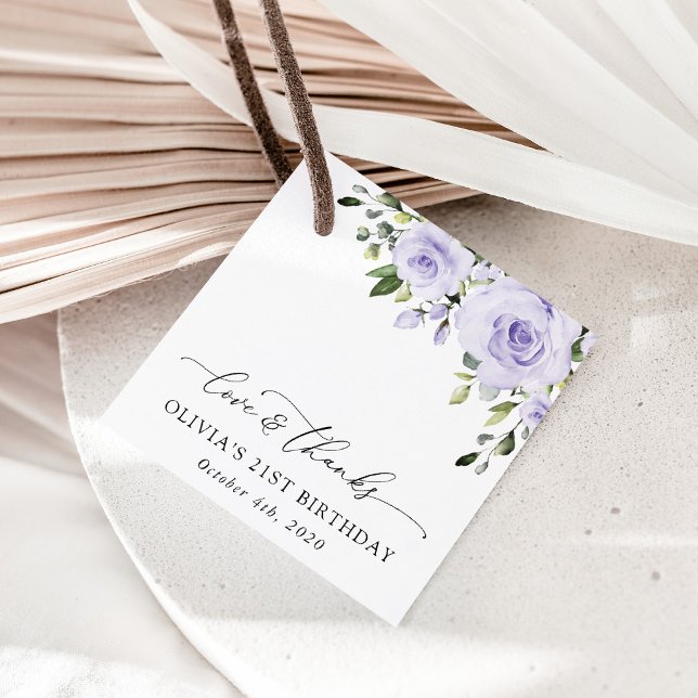 Étiquettes Cadeau Fleurs violettes, Fleurs Lilac, Boho, Anniversaire (Créateur téléchargé)
