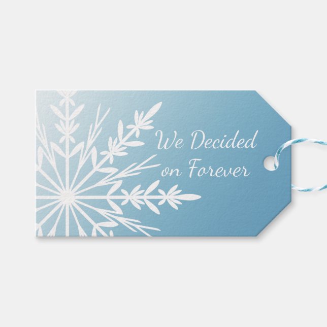 Étiquettes-cadeau Flocon de neige blanc sur la glace Bleu hiver Enre (Devant (Horizontal))
