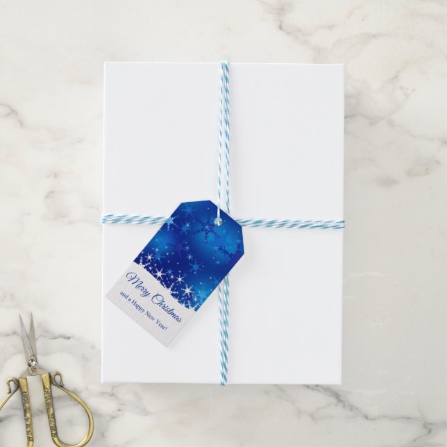 Étiquettes-cadeau Flocon de neige bleu d'hiver de Noël (Avec de laficelle)