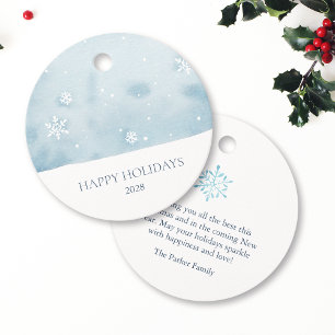 Étiquettes Cadeau Flocon de neige bleu poussiéreux
