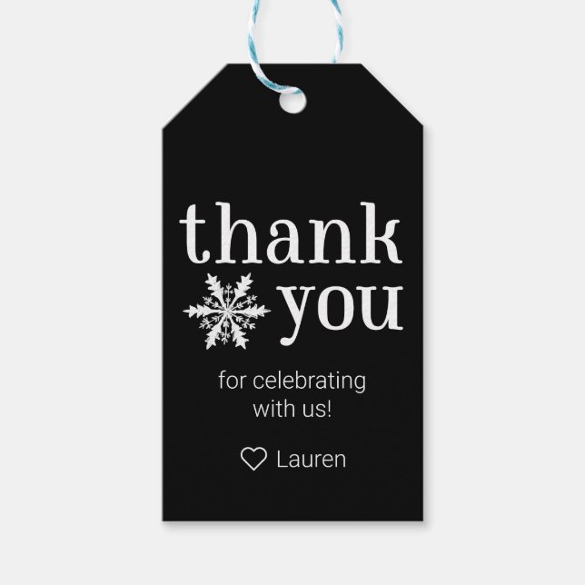 Étiquettes-cadeau Flocon de neige d'hiver Merci Favoriser (Devant)