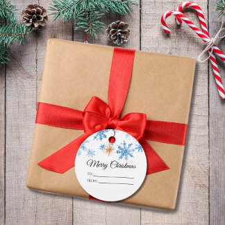 Étiquettes Cadeau Flocon de neige d'hiver moderne Joyeux Noël