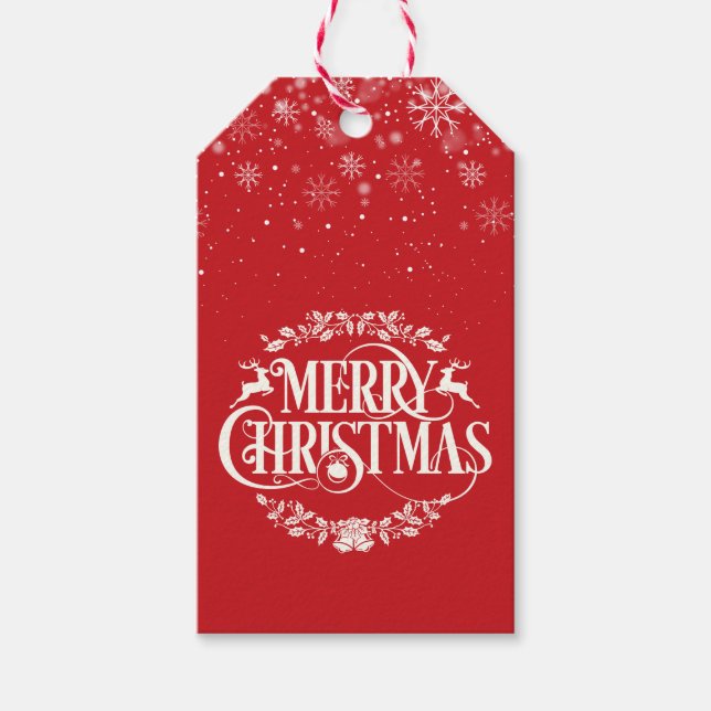 Étiquettes-cadeau Flocons de Noël Joyeux Noël (Devant)
