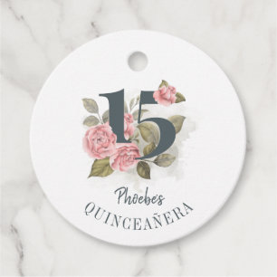 Étiquettes Cadeau Floral 15e anniversaire Quinceanera Rustique