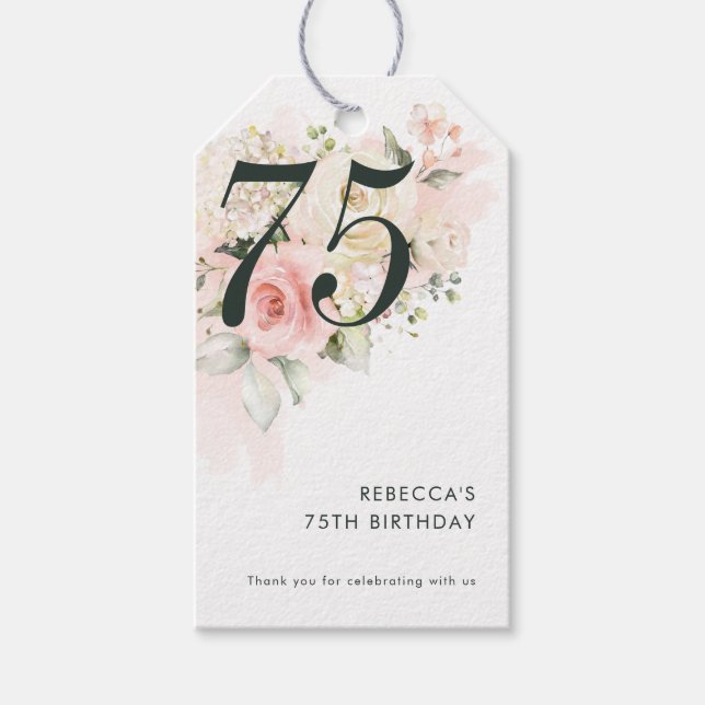 Étiquettes-cadeau Floral 75e anniversaire Botanical Party (Devant)