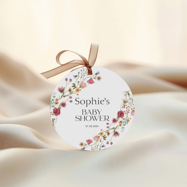 Étiquettes Cadeau Floral baby shower (Créateur téléchargé)