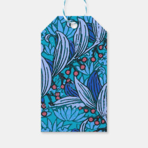 Étiquettes-cadeau Floral bleu ancien Boho moderne