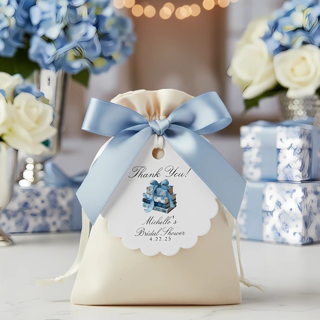 Étiquettes Cadeau Floral Bleu Une nouvelle Fête des mariées de chapi (Créateur téléchargé)