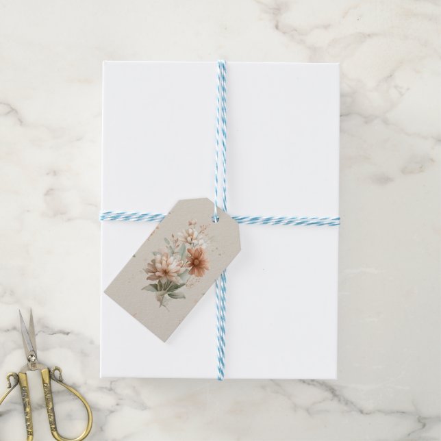 Étiquettes-cadeau floral design (Avec de laficelle)