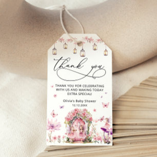 Étiquettes-cadeau Floral Elegant Jardin Fairy Baby shower Merci