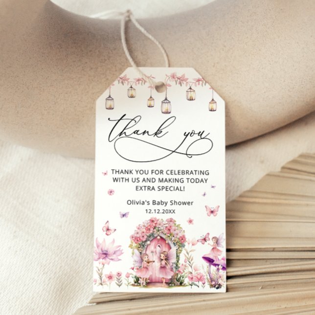 Étiquettes-cadeau Floral Elegant Jardin Fairy Baby shower Merci (Créateur téléchargé)