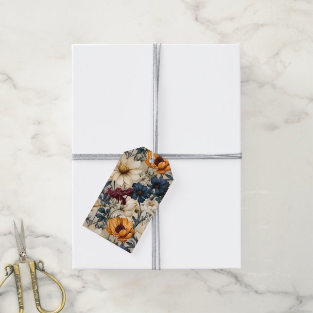 Étiquettes-cadeau Floral Fleur sauvage moderne (Avec de la ficelle)