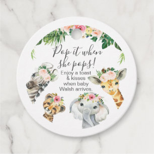 Étiquettes Cadeau Floral Folial Safari Baby shower Pop It