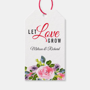 Étiquettes-cadeau Floral Laisser l'amour grandir Merci Mariage