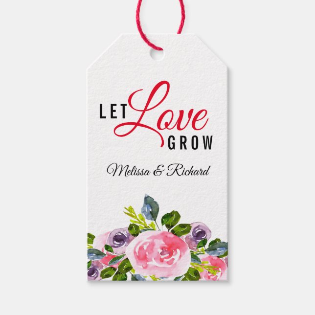 Étiquettes-cadeau Floral Laisser l'amour grandir Merci Mariage (Devant)