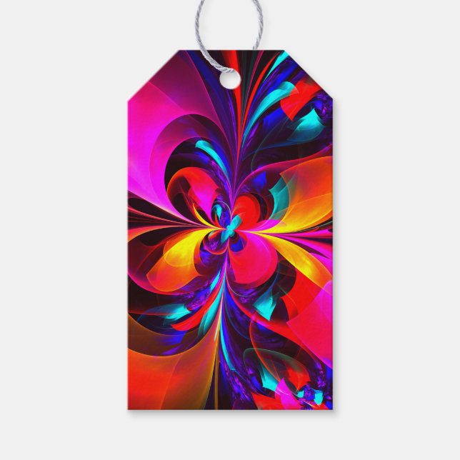 Étiquettes-cadeau Floral moderne Art Abstrait Rouge Bleu Motif #07 (Devant)