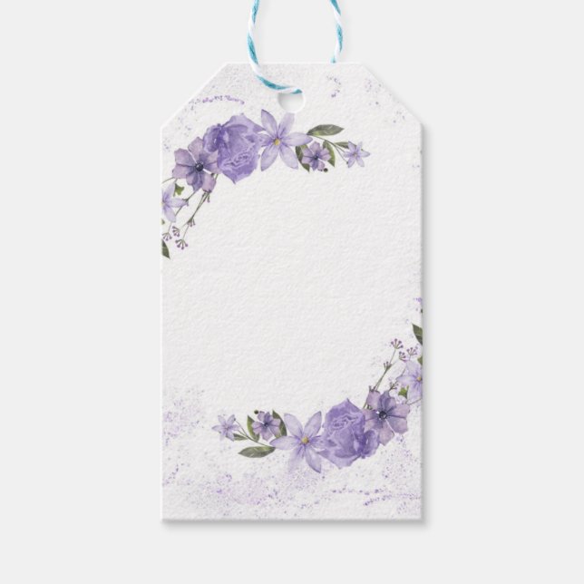 Étiquettes-cadeau Floral pourpre (Devant)