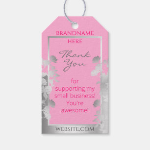 Étiquettes-cadeau Floral rose avec emballage de produit à cadre d'ar