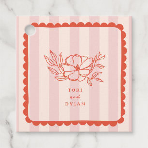 Étiquettes Cadeau Floral rose Mariage en bande végétale