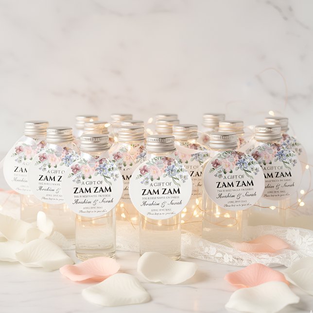 Étiquettes Cadeau Floral zamzam water nikah muslim wedding favor (Créateur téléchargé)