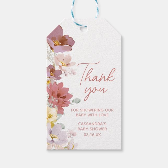 Étiquettes-cadeau Florals Baby Bloom Baby shower Favoriser les étiqu (Devant)
