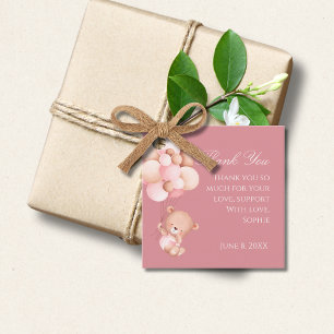 Étiquettes Cadeau Flore Rose Mauve, Ballons Ours En Teddy Cute