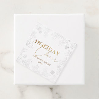 Étiquettes Cadeau Foliage d'hiver Élégant Script Faux Foil Vacances