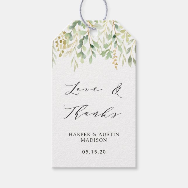 Étiquettes-cadeau Foliage vert Mariage botanique Favoriser Merci (Devant)