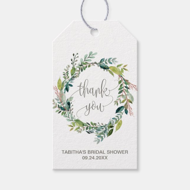 Étiquettes-cadeau Foliage Wreath Merci Favoriser (Devant)