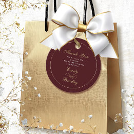 Étiquettes Cadeau Fond Bourgogne Écriture Or Blanc Élégant 