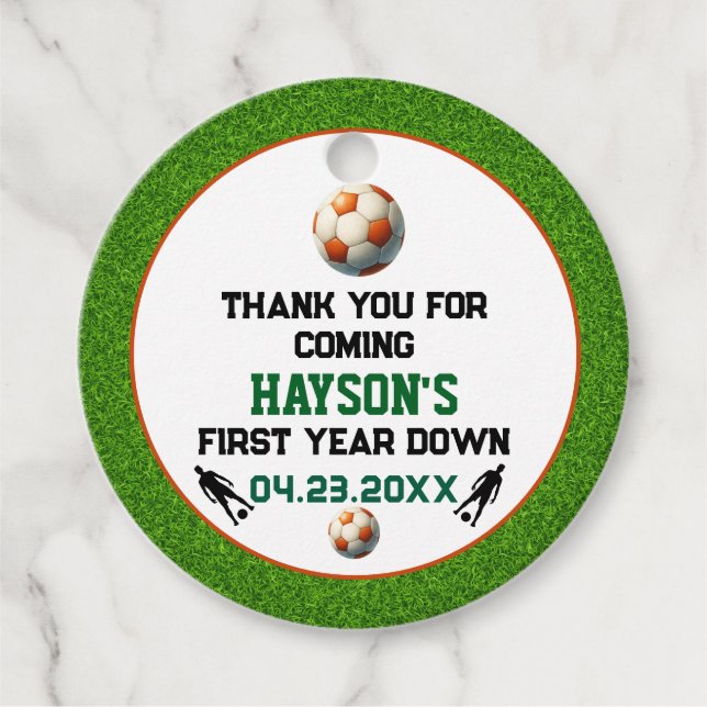Étiquettes Cadeau Football première année bas 1er anniversaire fête (Devant)