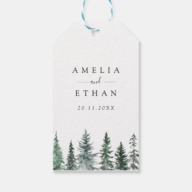Étiquettes-cadeau Forest Wintre Watercolor Wedding (Dos)