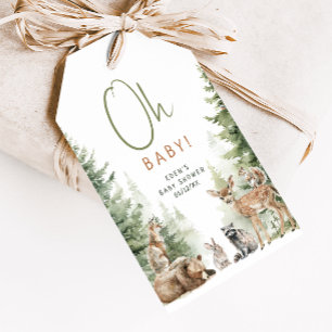 Étiquettes-cadeau Forêt Bois Animaux Oh Baby shower Merci