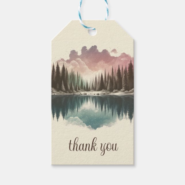Étiquettes-cadeau Forêt d'aquarelle (Devant)