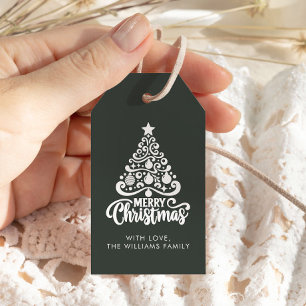 Étiquettes-cadeau Forêt de Noël moderne tendance Green Holiday Favor