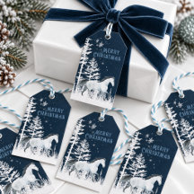 Forêt enneigée Cheval sauvage blanc Joyeux Noël