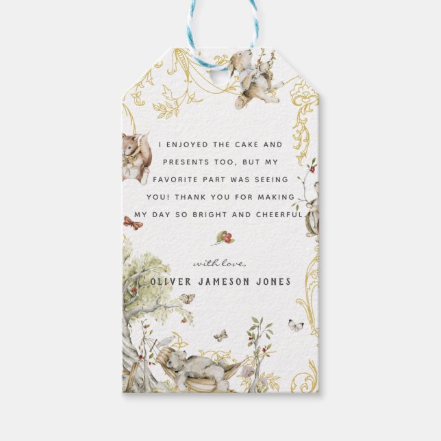 Étiquettes-cadeau Forêt forestière | Merci de fête d'anniversaire (Devant)