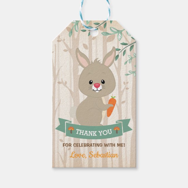 Étiquettes-cadeau Forêt Lapin Bunny Bois Baby shower d'anniversaire (Devant)