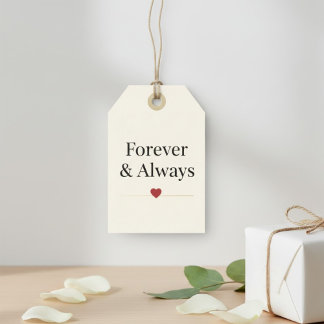 Étiquettes-cadeau Forever & Always | Minimalist Heart Romantic Weddi
