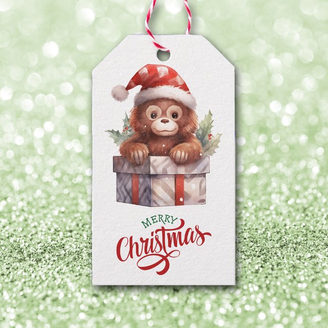 Étiquettes-cadeau Forfait Cadeau Singe Cute Noël (Créateur téléchargé)